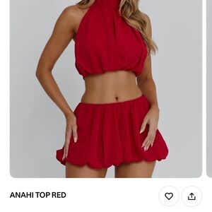 Anahi Red Top & Skirt Set